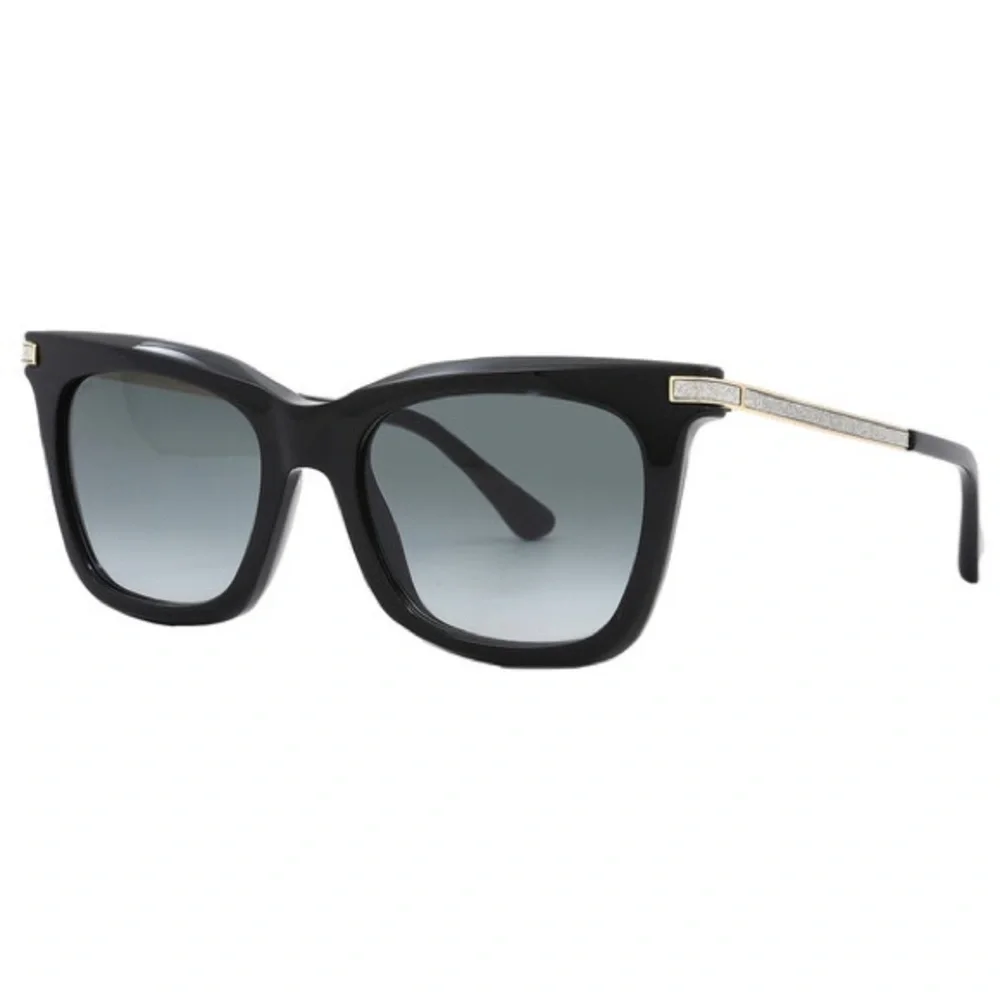 New In Case Jimmy Choo Olye Square Sunglasses In Black & Gold Glitter Accent
